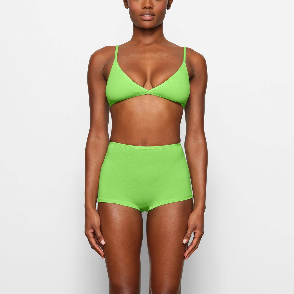 SKIMS Bomull Logo Mini Triangle Bralette Gröna | JX5072613