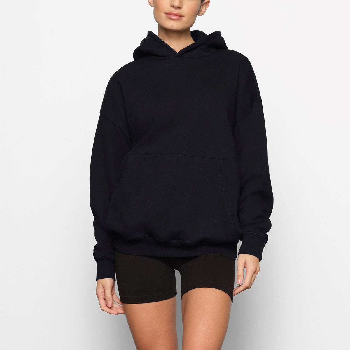 SKIMS Boyfriend Fleece Hoodie Onyx | KL7289013