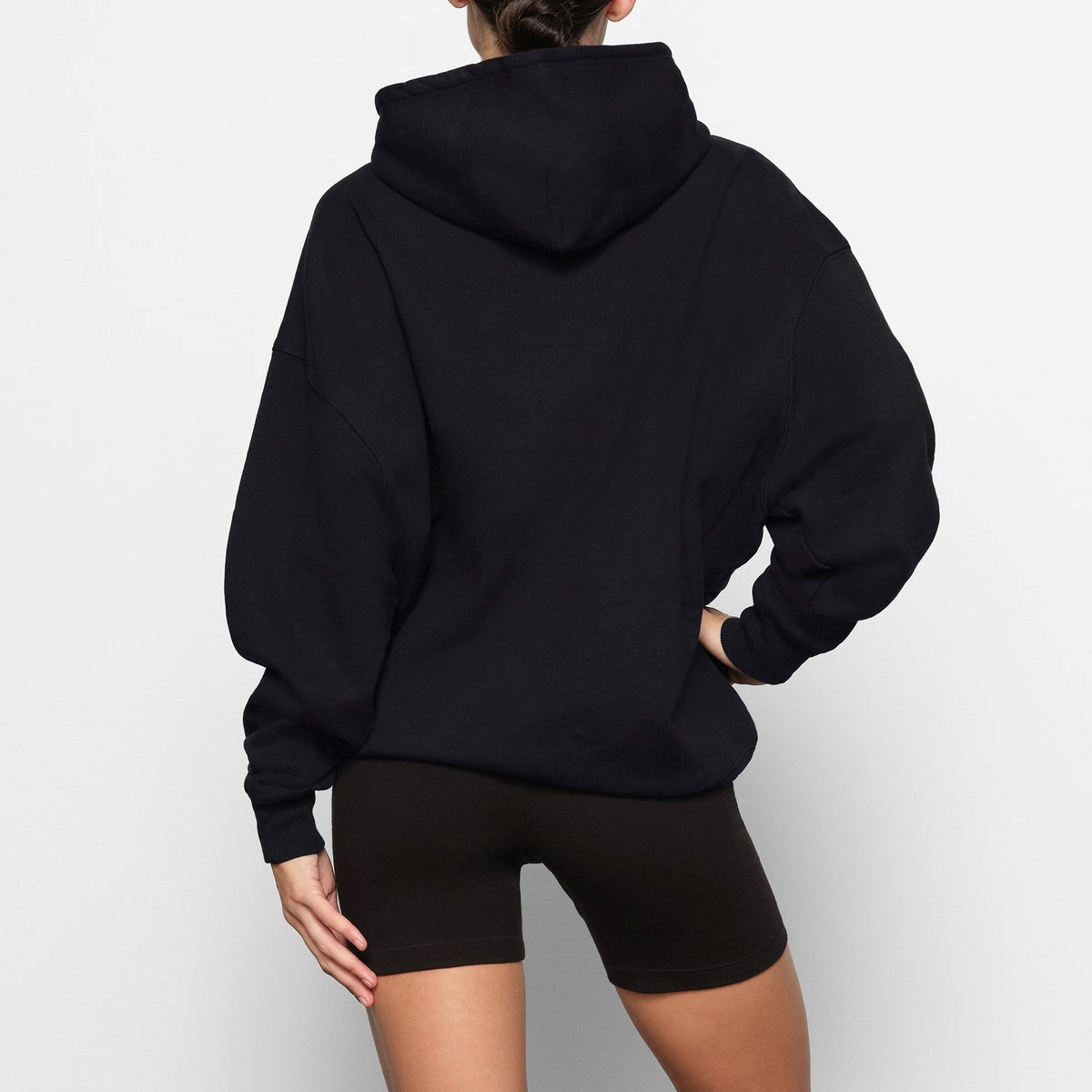 SKIMS Boyfriend Fleece Hoodie Onyx | KL7289013