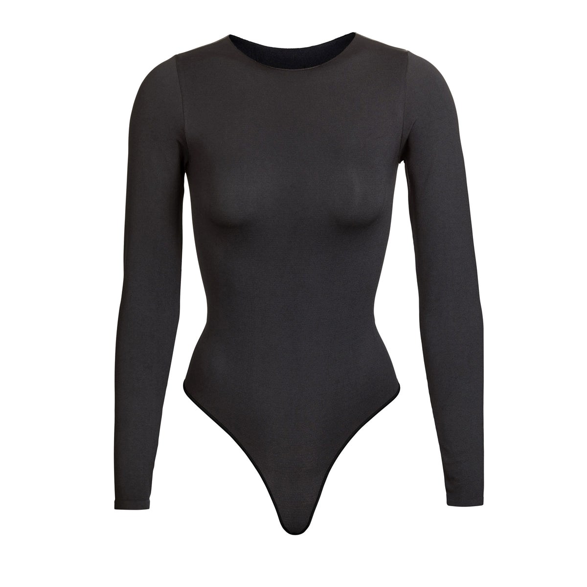 SKIMS Essential Crew Neck Long Sleeve Bodysuit Onyx | ZH6130482