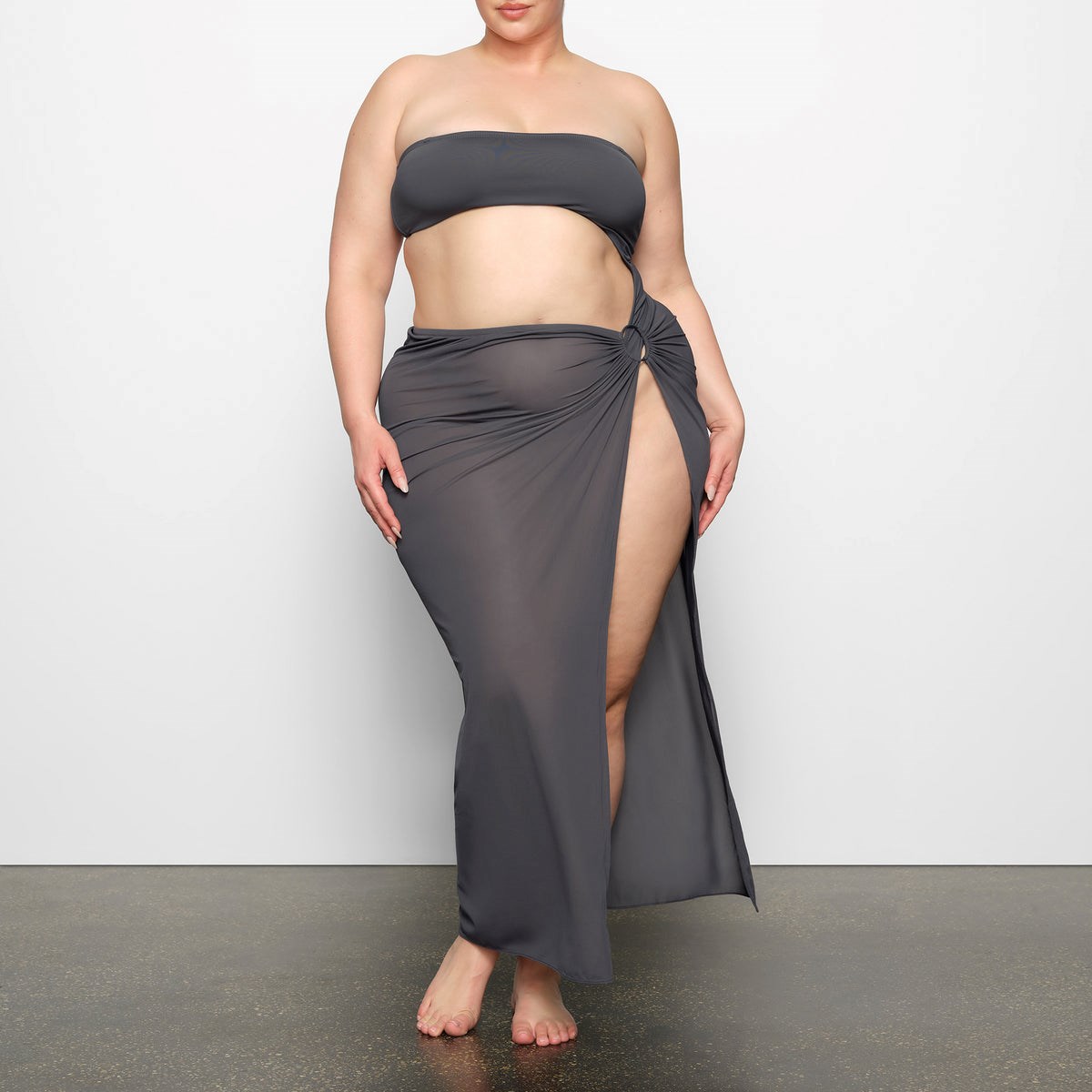 SKIMS Mesh Long Sarong Gunmetal | JE1274385