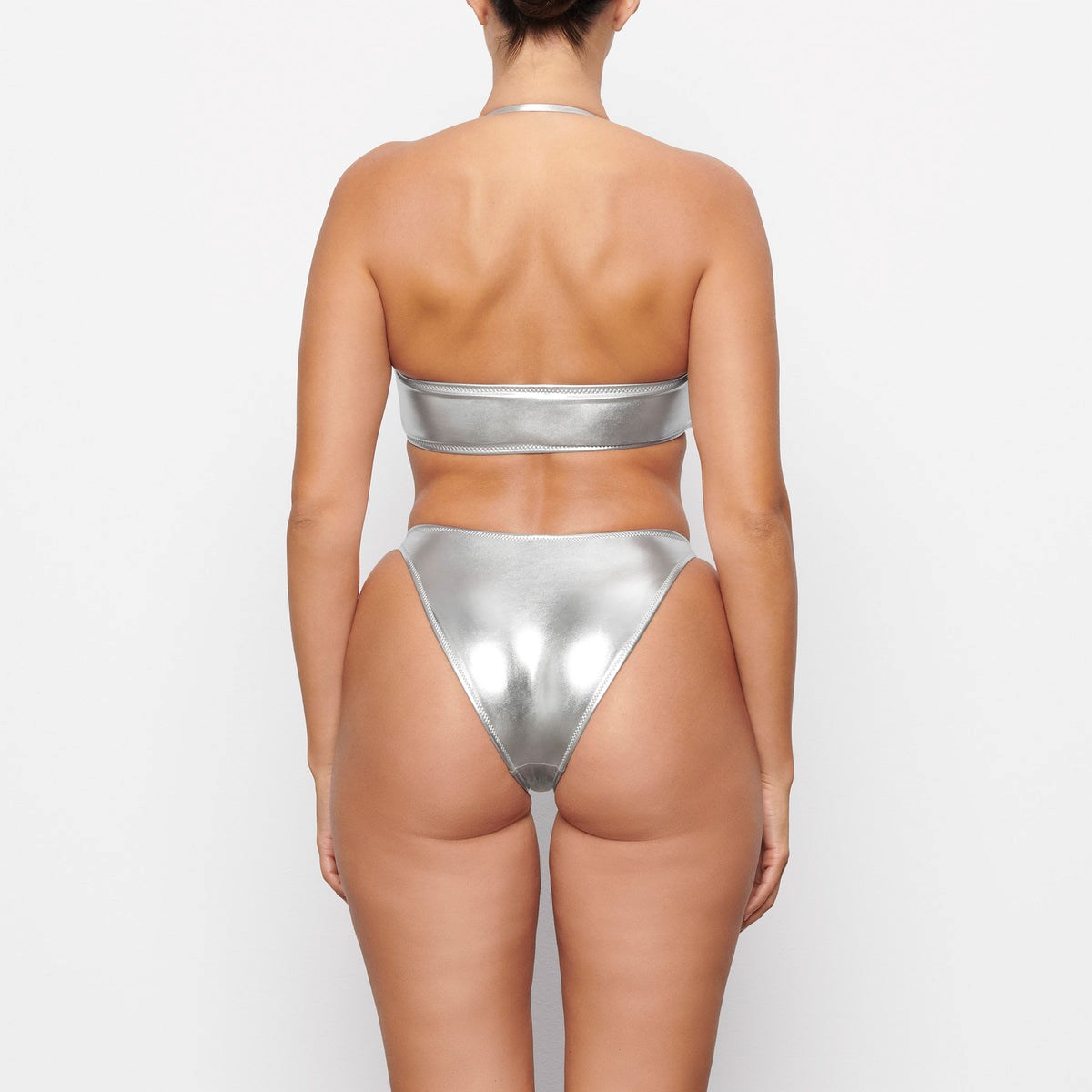 SKIMS Metallic Swim Dipped Mid Midja Bottoms Nickel | UP7623540