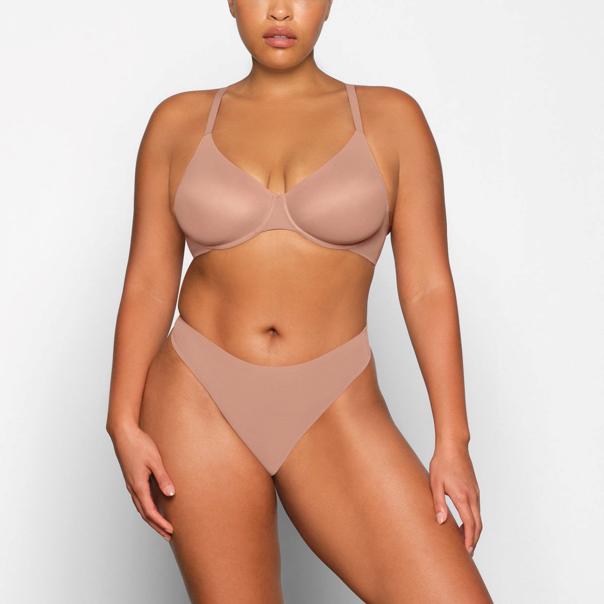 SKIMS No Show Molded Unlined Demi Bra Sienna | YQ3564819