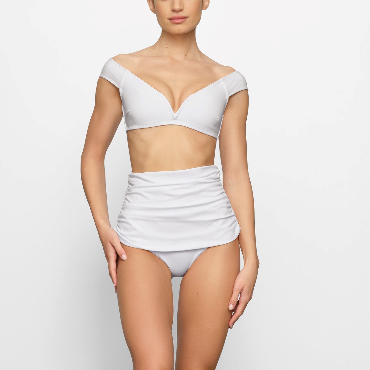 SKIMS Shaping Swim Ruched High-waisted Bottom Marble | VD4172836