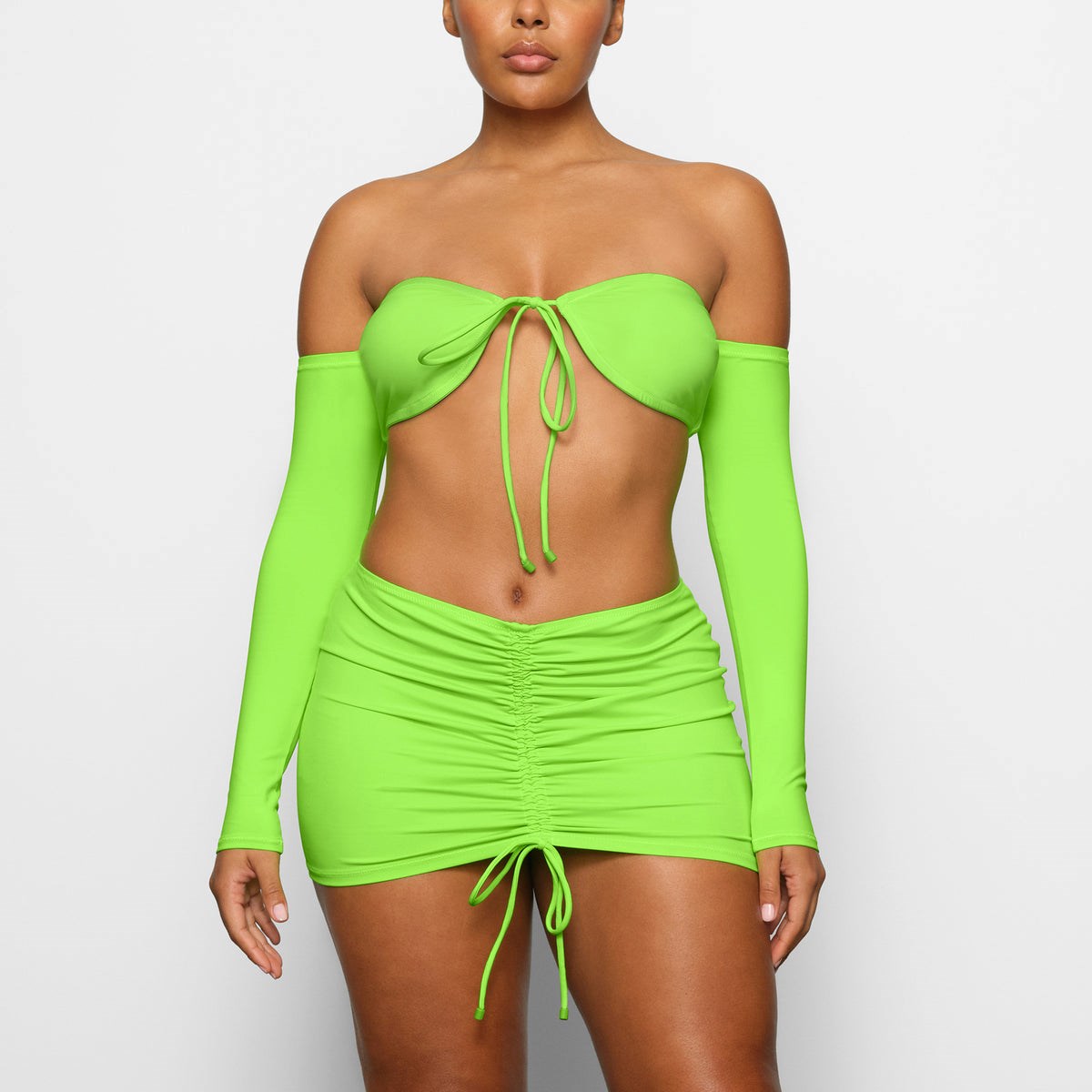 SKIMS Swim Long Sleeve Bikini Top Gröna | PN5713864