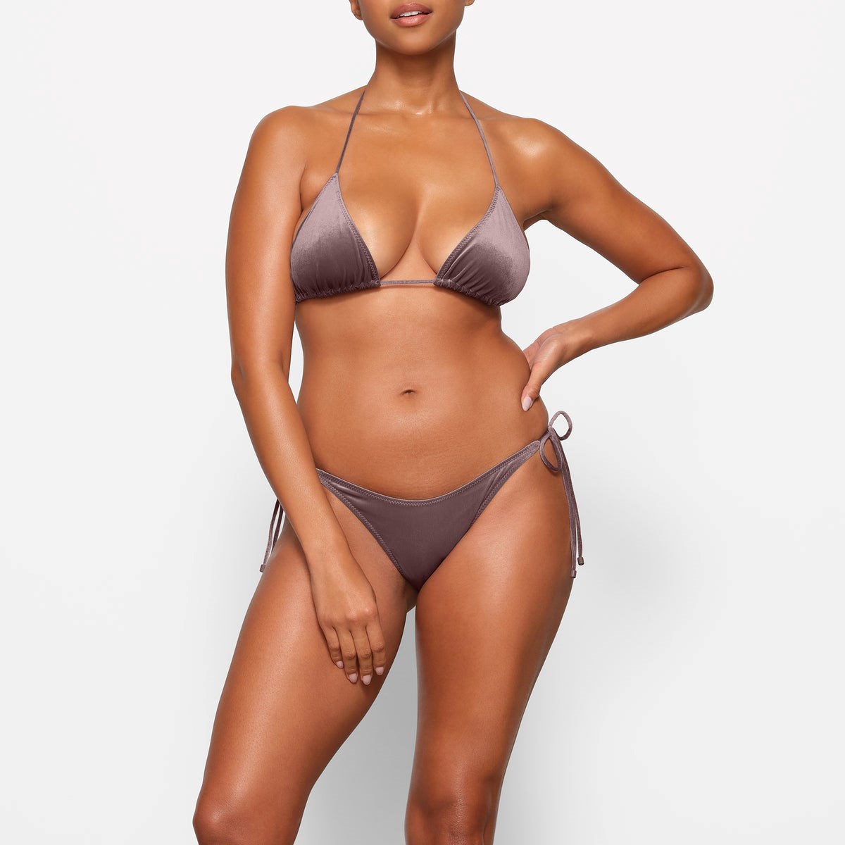 SKIMS Velvet Triangle Bikini Top Umber | SU3571964