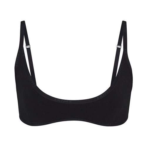 SKIMS Bomull Logo Scoop Neck Bralette Soot | KL8945607