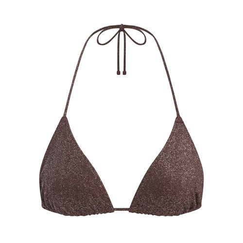 SKIMS Glitter Swim Triangle Tie Bikini Top Cocoa | ZT0852741