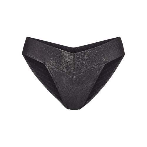 SKIMS Logo Mesh Foil Cheeky Bikini Onyx | FA0174258