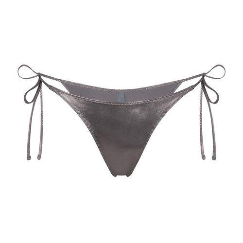 SKIMS Metallic Swim Skimpy Tie Bottom Carbon | VU1389064