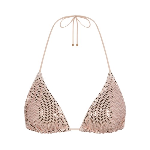 SKIMS Sequin Triangle Bikini Top Clay | MY2046378