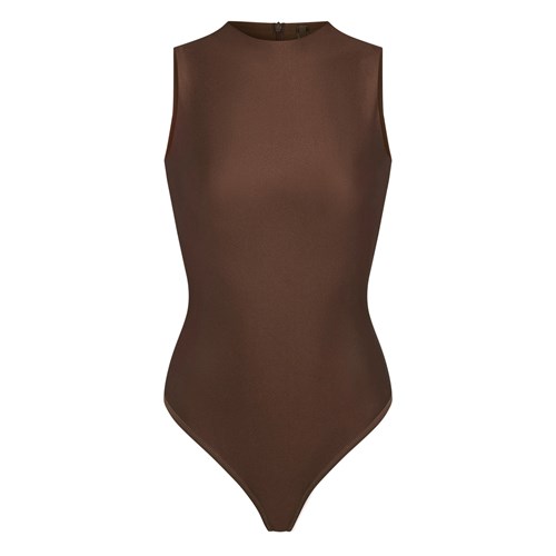 SKIMS Skims Disco Ärmlös Mock Neck Bodysuit Cocoa | HB5642379